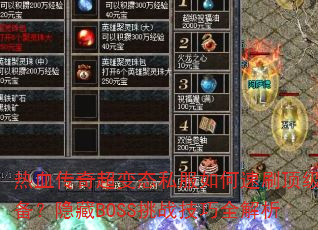 Ѫ泬̬˽ˢװBOSSսȫ